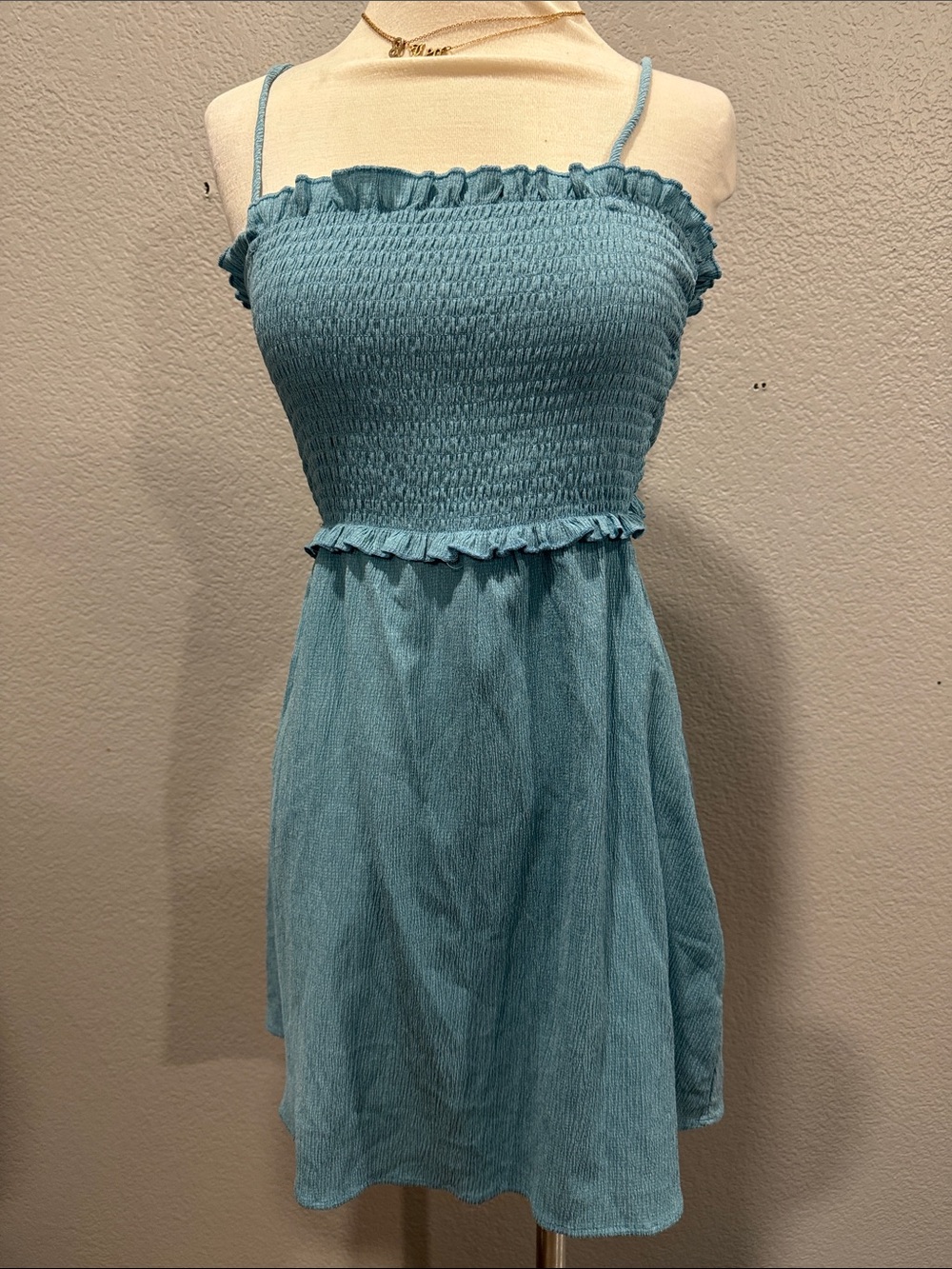 Forever 21 Teal Smocked Mini Sundress